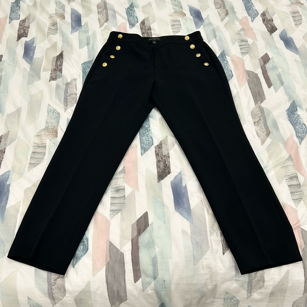Sailor straight ankle pants with gold buttons
